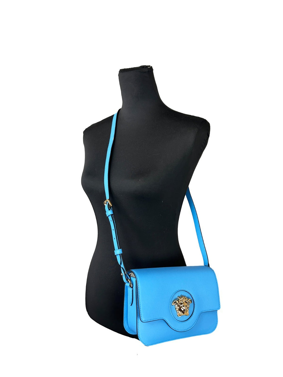 Τσάντα Ώμου/Χιαστί Versace La Medusa από Μπλε Δέρμα