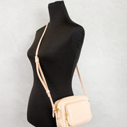 Burberry Small Branded Peach Pink Grainy Leather Camera Crossbody Bag