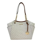 Michael Kors Jet Set Travel Μεγάλη Τσάντα Tote με Λογότυπο Βανίλια