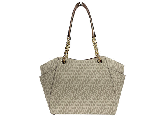 Michael Kors Jet Set Travel Μεγάλη Τσάντα Tote με Λογότυπο Βανίλια