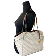 Michael Kors Jet Set Travel Large Logo Tote Vanilla