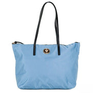 Versace Portuna Medusa Medium Cornflower Blue Nylon Leather Tote Bag Purse