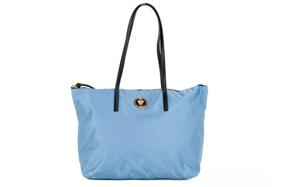 Τσάντα Tote Versace Portuna Medusa Μεσαίου Μεγέθους σε Μπλε Χρώμα Cornflower από Νάιλον και Δέρμα
