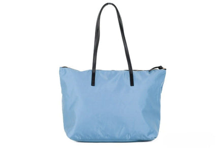 Versace Portuna Medusa Medium Cornflower Blue Nylon Leather Tote Bag Purse
