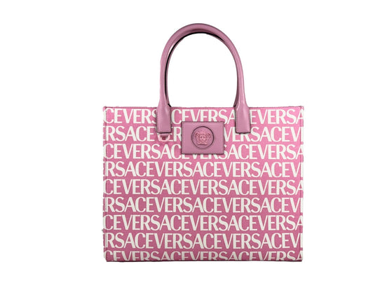 Μεγάλη Τσάντα Tote Versace Medusa από Καμβά σε Ροζ Χρώμα Μωρού