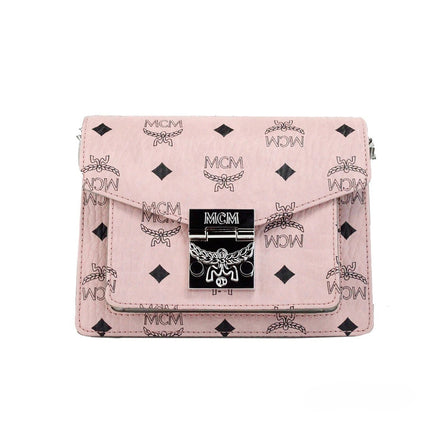 MCM Signature Patricia Leather Mini Flap Lock Crossbody Bag