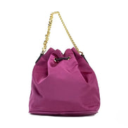 Versace Small Dahlia Nylon Medusa Pendant Bucket Chain Crossbody Bag Purse