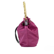 Versace Small Dahlia Nylon Medusa Pendant Bucket Chain Crossbody Bag Purse