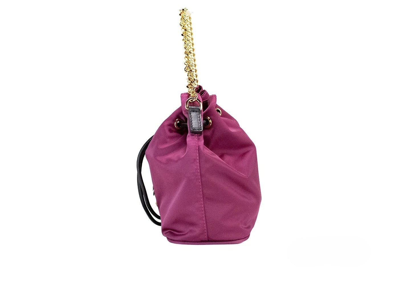 Versace Small Dahlia Nylon Medusa Pendant Bucket Chain Crossbody Bag Purse