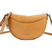 Michael Kors Dover Small Luggage Pebbled Leather Half Moon Crossbody Bag Purse