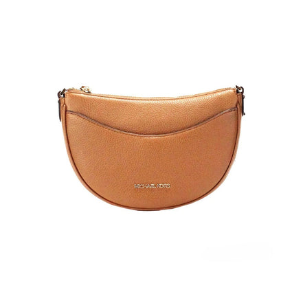 Michael Kors Dover Small Luggage Pebbled Leather Half Moon Crossbody Bag Purse