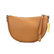 Michael Kors Dover Small Luggage Pebbled Leather Half Moon Crossbody Bag Purse