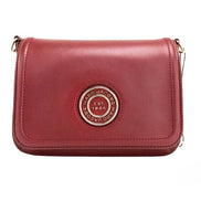 Marc Jacobs Medium Metal Signet Syrah Smooth Leather Flap Crossbody Purse Bag