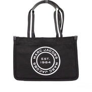Marc Jacobs Medium Black Canvas Fabric Shoulder Convertible Tote Purse Bag