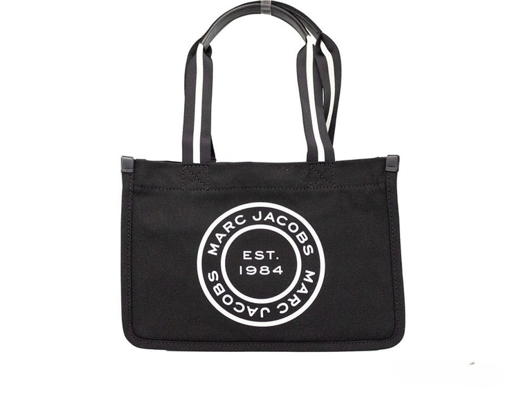 Μεσαία Τσάντα Tote Marc Jacobs από Μαύρο Καμβά με Υφασμάτινη Λεπτομέρεια και Ρυθμιζόμενο Λουρί Ώμου