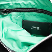 Versace Large Black Nylon Fabric Medusa Convertible Pouch Clutch Wristlet Bag
