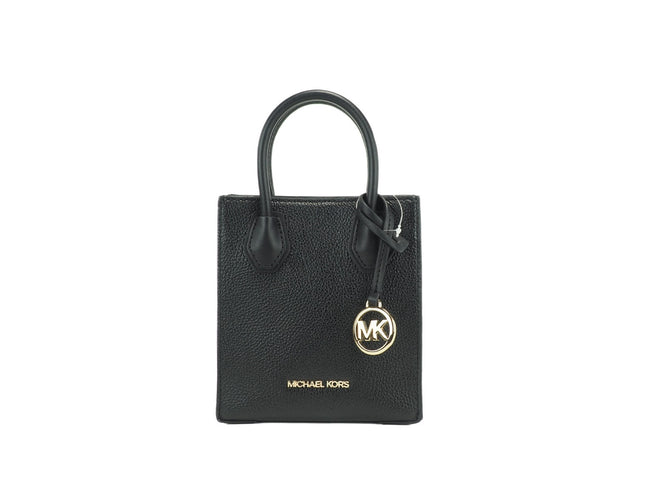 Michael Kors Γυναικεία Δερμάτινη XS Mercer Τσάντα Χιαστί Μαύρο Μονόχρωμο