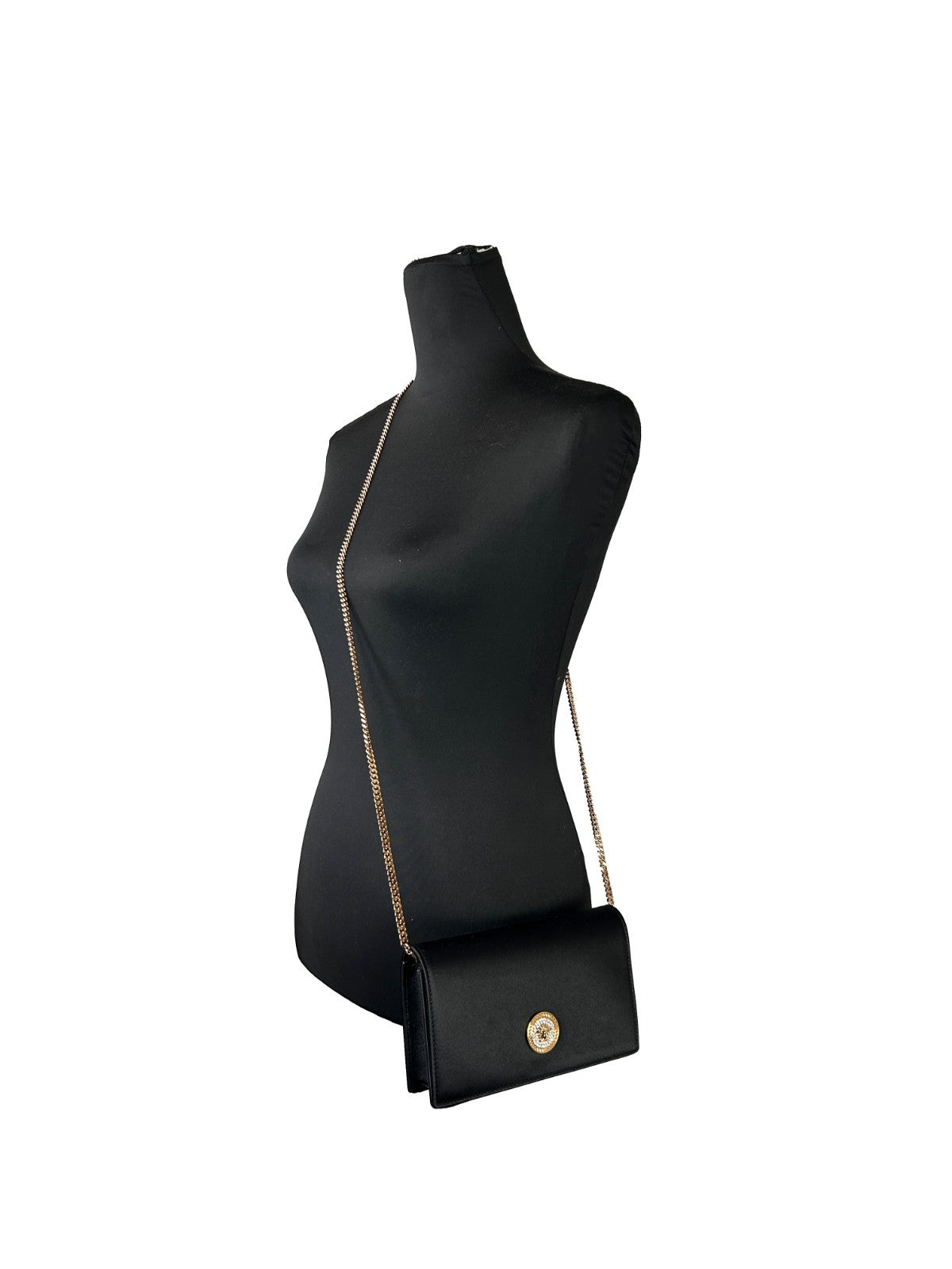 Μίνι τσάντα Versace με αλυσίδα και πορτοφόλι σε μαύρο χρώμα  