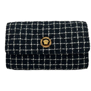 Versace Wallet On A Chain Fabric Black Crossbody Bag
