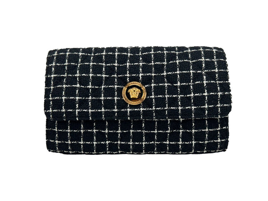 Τσάντα Crossbody Versace Wallet On A Chain από Υφασμάτινο Μαύρο Υλικό