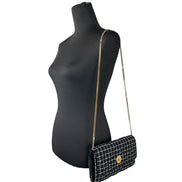 Versace Wallet On A Chain Fabric Black Crossbody Bag