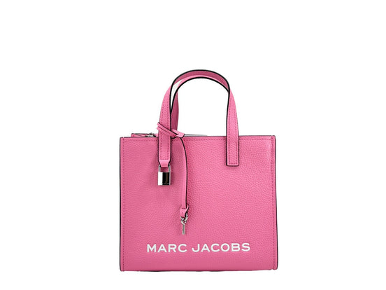 Μικρή τσάντα Marc Jacobs Mini Grind ροζ από δέρμα με λουρί ώμου