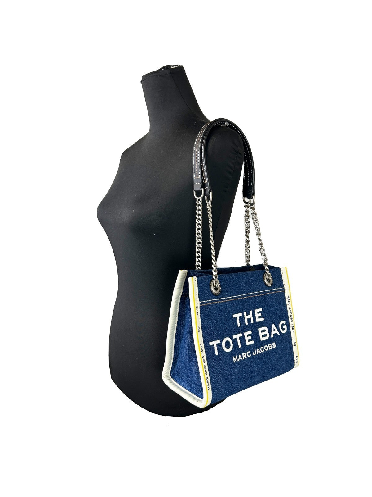 Μικρή τσάντα Marc Jacobs The Tote από τζιν με αλυσίδα  