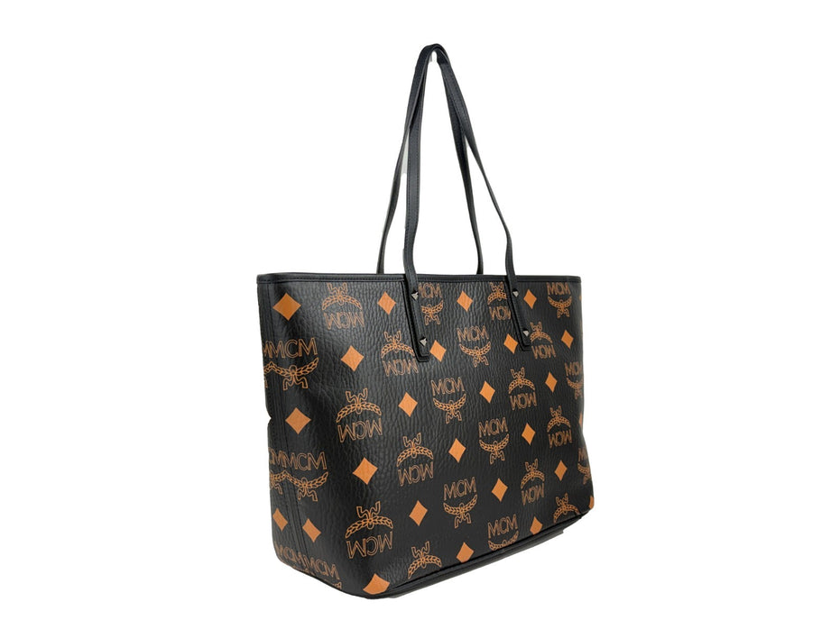 MCM Aren Black Leather Shoulder Tote Bag