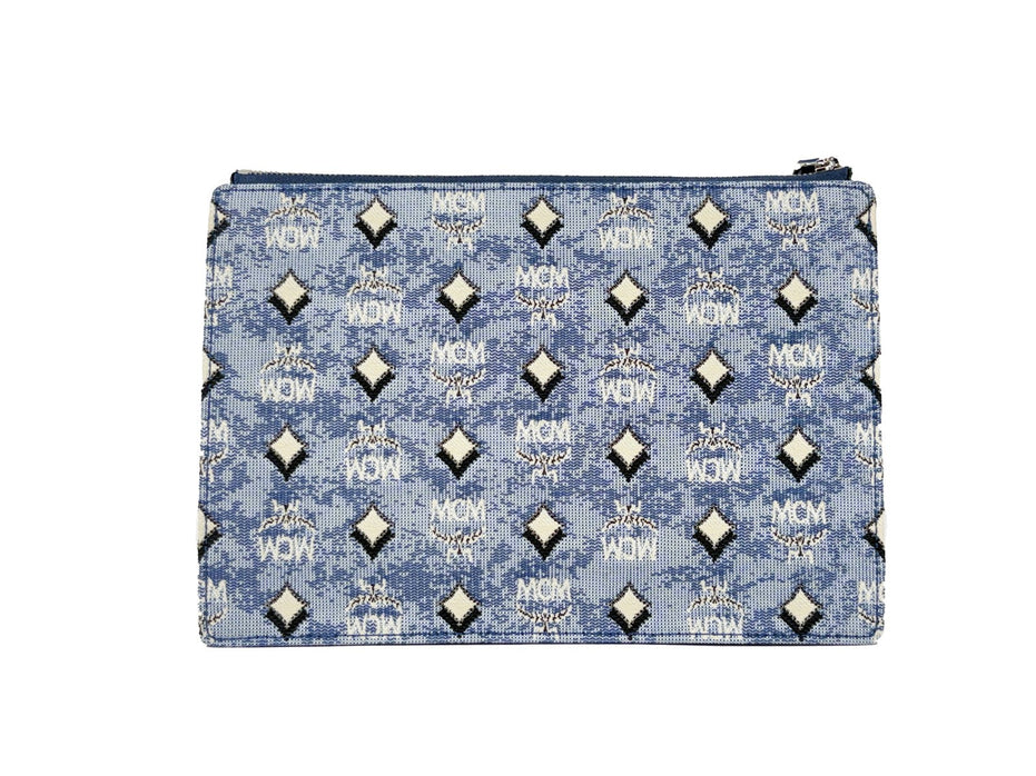 MCM Aren Flat Pouch Denim Crossbody Bag