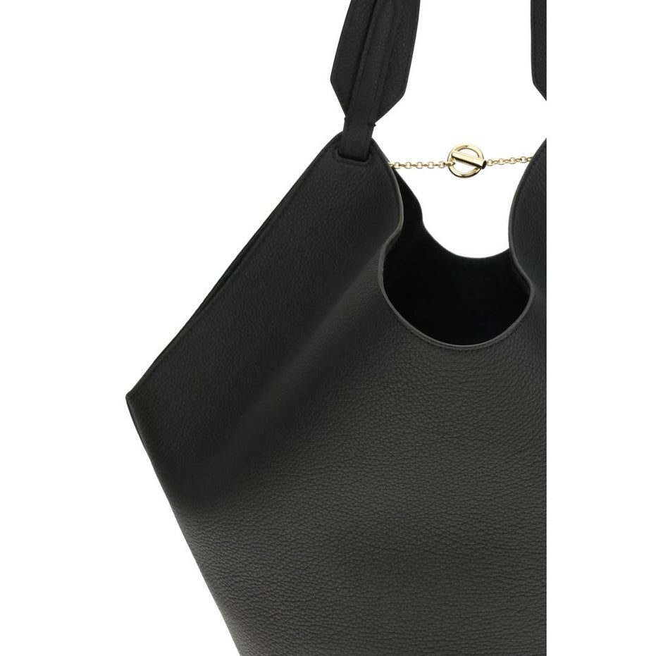 Khaite Black Calf Leather Bos Taurus Shoulder Bag