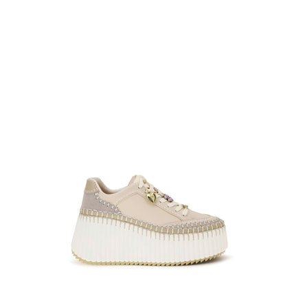 Chloé Beige Calf Leather Bos Taurus Platform Sneakers