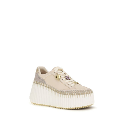 Chloé Beige Calf Leather Bos Taurus Platform Sneakers