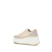 Chloé Beige Calf Leather Bos Taurus Platform Sneakers