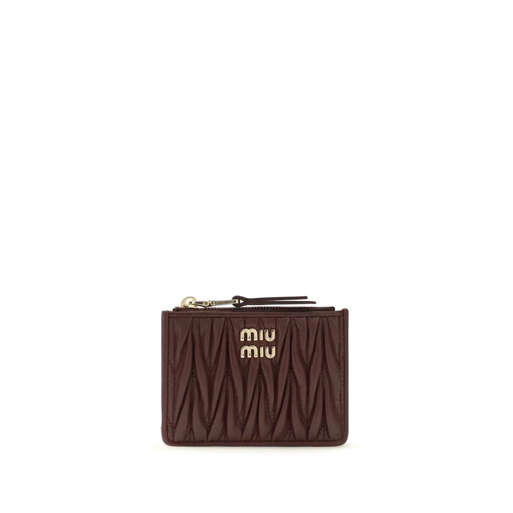 Πορτοφόλι Miu Miu Bordeaux από δέρμα αρνιού Ovis Aries Aries