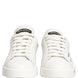 Dolce & Gabbana White Gold Low Top Leather Sneakers Shoes