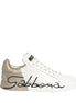 Dolce & Gabbana White Gold Low Top Leather Sneakers Shoes