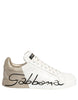Dolce & Gabbana White Gold Low Top Leather Sneakers Shoes