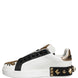 Dolce & Gabbana White Gold Studded Portofino Sneakers Shoes