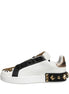 Dolce & Gabbana White Gold Studded Portofino Sneakers Shoes