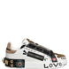 Dolce & Gabbana White Gold Studded Portofino Sneakers Shoes
