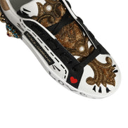 Dolce & Gabbana White Gold Studded Portofino Sneakers Shoes