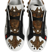 Dolce & Gabbana White Gold Studded Portofino Sneakers Shoes