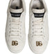 Dolce & Gabbana White Leather Logo Plaque Low Top Sneakers Shoes