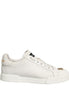 Dolce & Gabbana White Leather Logo Plaque Low Top Sneakers Shoes