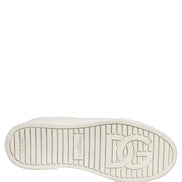 Dolce & Gabbana White Leather Logo Plaque Low Top Sneakers Shoes