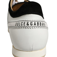 Dolce & Gabbana Black White Leather Suede Low Top Sneakers Shoes