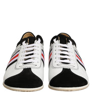 Dolce & Gabbana Black White Leather Suede Low Top Sneakers Shoes
