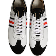 Dolce & Gabbana Black White Leather Suede Low Top Sneakers Shoes