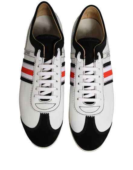 Dolce & Gabbana Black White Leather Suede Low Top Sneakers Shoes