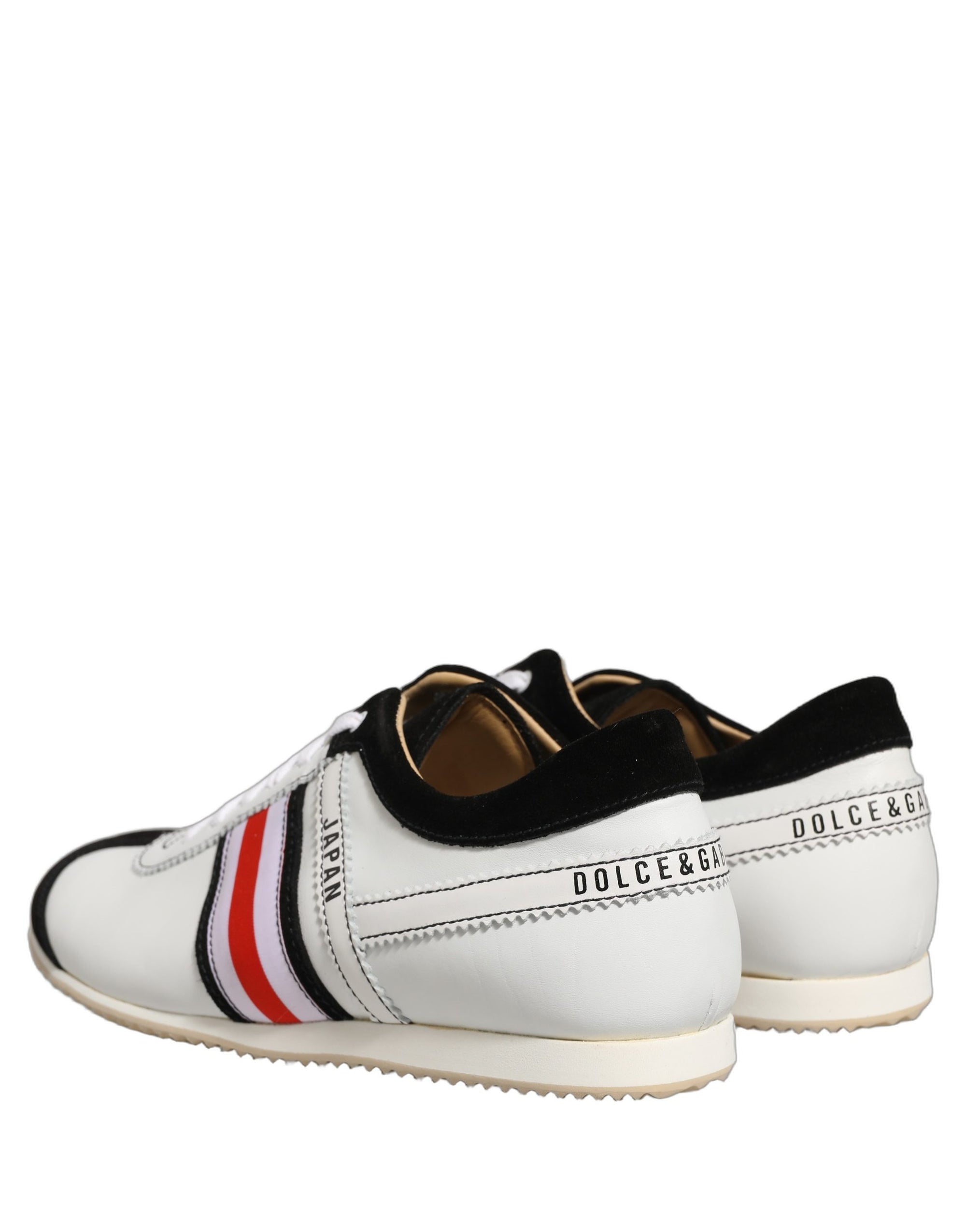 Dolce & Gabbana Black White Leather Suede Low Top Sneakers Shoes